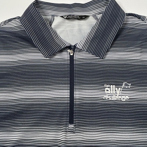 Levelwear Other - Levelwear The Ally Challenge Golf Polo Shirt Striped Navy White Large L/G